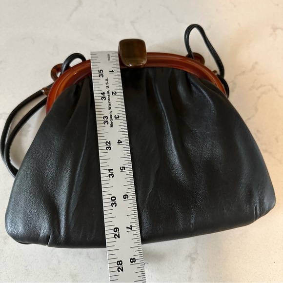 Designer vintage Black leather Ande purse 10 in wide, 7 in tall Beautiful - Picture 10 of 13